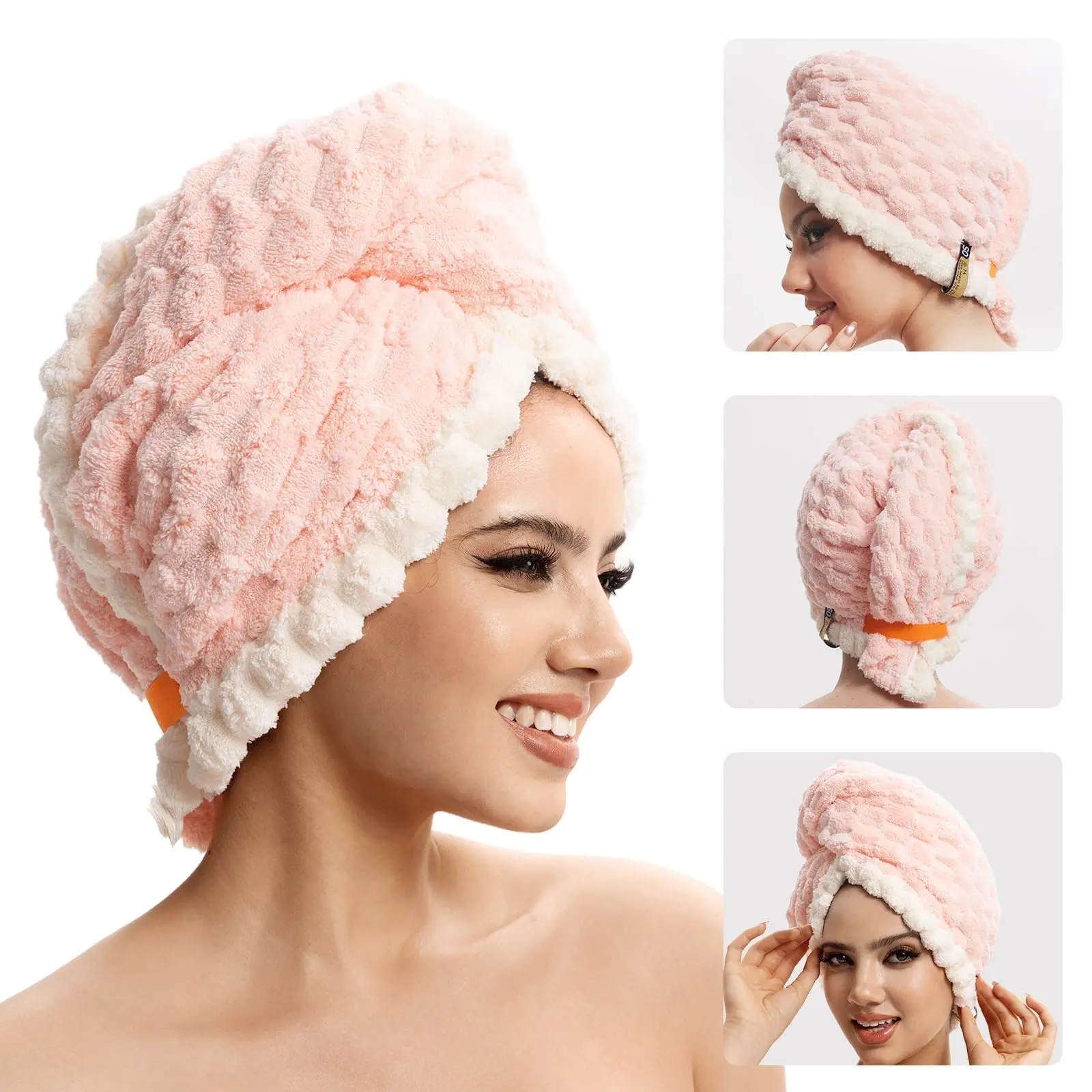Hair Towel Wrap for Women High Absorbency Hair Drying Towel Wrap Soft Polyester Hair Wrap Towels for Women Accessories Quick-Drying Lightweight Hair Wrap for Curly, Long, Thick Hair