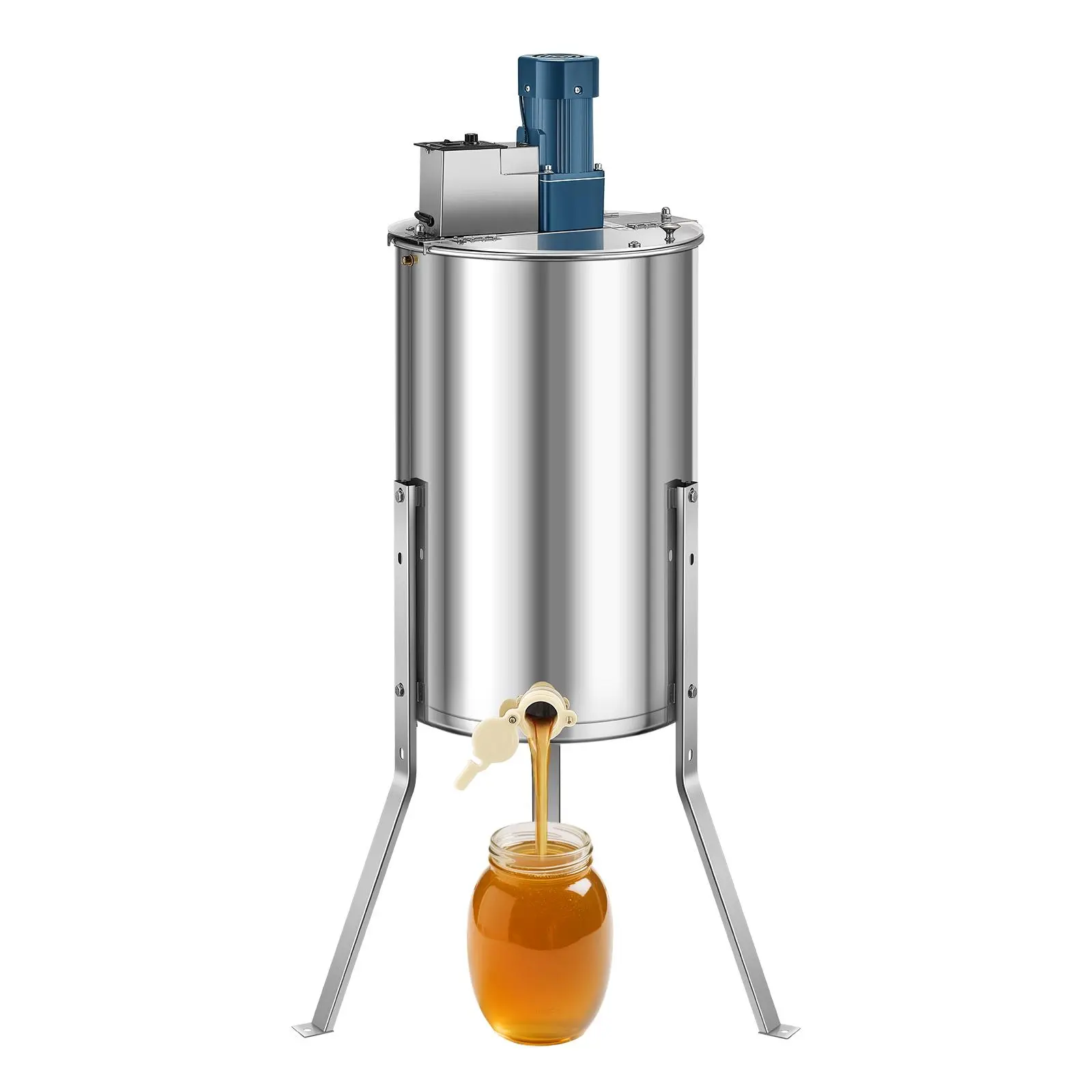 【Summerfinds】VEVOR Electric Honey Extractor, 3 Frame Honey Spinner with Transparent Lid, 140W Stainless Steel Honeycomb Drum Spinner, Height Adjustable, Honeycomb Extraction Equipment for Beekeeping