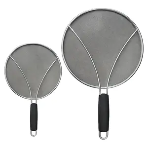 【AREL】 Frying Pan Splatter Screen – Stainless Steel Grease Guard – Prevents Oil Splashes When Cooking Bacon, Fried Chicken, or Popcorn