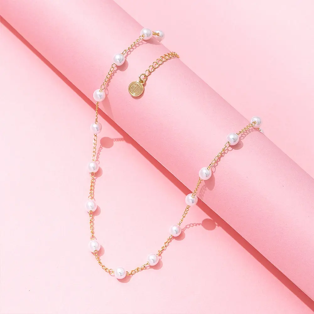 Pearl Chain Necklace | Gold