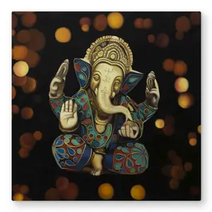 Begin Home Decor C1MP3232W92U6Y 32 x 32 in. Ganesh - Asian Bedroom Metal Print Wall Art - Elegant Art