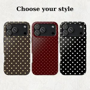 Polka Dot Tough Phone Case - Black Brown Burgundy Dots Phone Cover For iPhone 17/16/15/14/13/12/11/X Plus Pro Max Mini