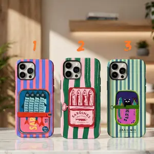 Trendy Sardine Tin & Canned Fish Art Collection iPhone Magsafe / Tough Phone Case, Retro Foodie, Fits iPhone 17 16 15 14 13 12