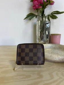 Pre-owned Louis Vuitton Coated Canvas Small Leather Goods Damier Ebene Zippy Coin Purse