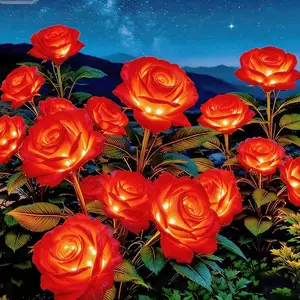 5 Pack Solar Rose Lights Outdoor, Waterproof LED Flower Garden Stake Lights, Decorative Pathway Lights for Yard, Lawn, Patio, Landscape, Valentine’s Day Decor