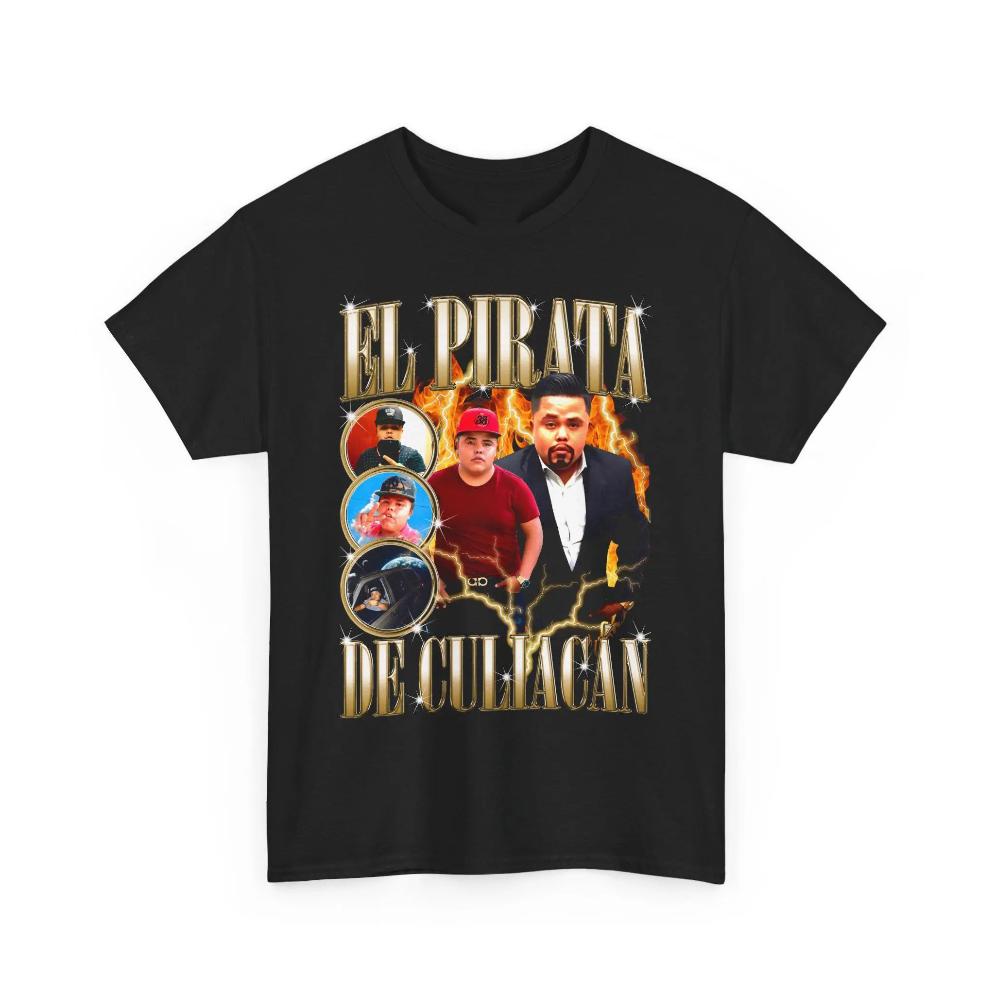 Women's El Pirata De Culiacán Crew Neck Cotton Streetwear Top, Vintage Mexican Legend Corridos Street Icon Bootleg Style Retro Graphic Casual T-Shirt