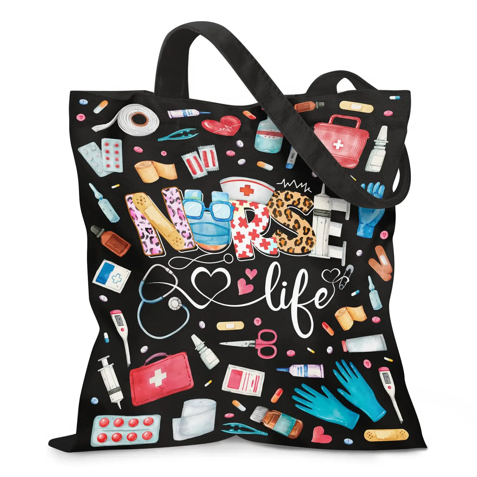 Aesthetic Canvas Tote Bag For Women - With Magnetic Snap Closure & Zipper Inner Pocket Reusable Shopping