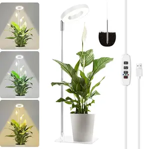 Indoor Plant Growth Light with Base USB Powered LED Full Spectrum Plant Light Height Adjustable Dimmable 3/9/12H Timer Aluminum Shell