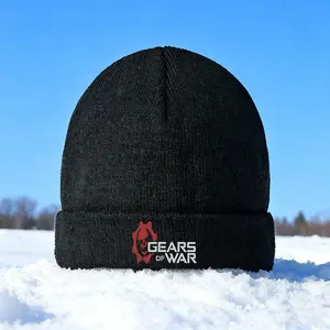 Gears of War Skull Logo Knit Beanie Fitted Hat Winter Warm Outdoor Cap Cold Weather Accessories for Men Women Teens Ideal Christmas Holiday Gift for Gaming Enthusiasts Casual Streetwear Winter Sports Fans a