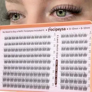 Wispy Natural Lash Clusters Natural Short Lashes Extensions 9-12mm Cluster Lashes C Curl Eyelash Clusters Reusable DIY Thin Cotton Band Individual Lashes at Home by Focipeysa