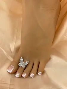 Women's Butterfly Toe Ring Fashion Accessory, Sexy Summer Beach Rhinestone Open Ring, Trendy Foot Jewelry for Women Shoes