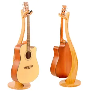 CNCEST Bamboo Guitar Stand Tree Shape, 40.5" Height Floor Display Holder for Acoustic Electric Bass Violin Ukulele, Stable Wood Grain Design with Non-Slip Base for Home Studio