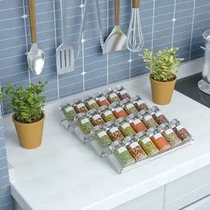 4pcs/8pcs Acrylic Spice Rack, DIY Multi-Layer Desktop Organizer, Thick 3mm Clear Storage Shelf, Kitchen Drawer Divider