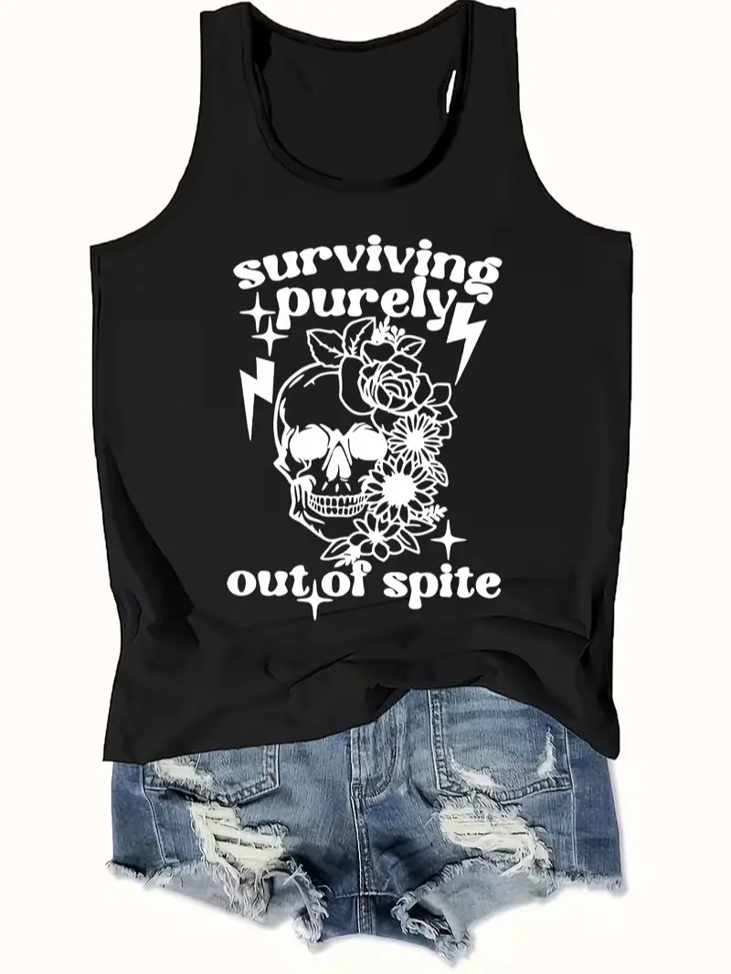 "Surviving Purely Out of Spite" Skeleton Tank Top