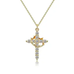 Cross Crown Gold Necklace  - Fashion Accessory exquisite birthday Simple Crown