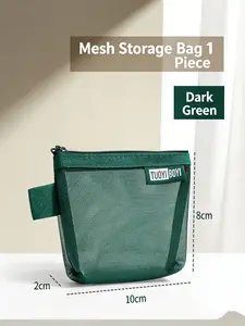 Mini Makeup Bag Organizer, Portable Mesh Storage Pouch, Compact Cosmetic Case, Ideal for Lipstick and Beauty Tools, Travel-Friendly Design