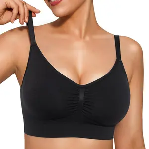 Popilush Seamless Ruched Minimizer Bra – Wireless Push Up Bralette Full Coverage Removable Pads Comfort Soft Breathable