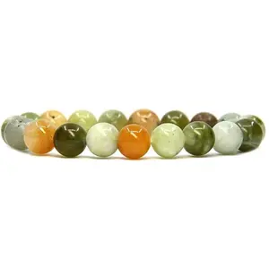 Angelstones Natural Multi-Color Nephrite Genuine Semi-Precious Gemstones Healing 10mm Beaded Stretch Bracelet 7" Unisex