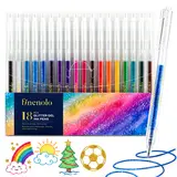 Finenolo 18pcs Retractable Glitter Gel Pens - 1.0mm Tip, 18 Vibrant Glitter Colors (Spark Every Page), 5 Bonus Coloring Cards, Art Craft Supplies, Cool Gifts for Adults (DealsforYouDays)