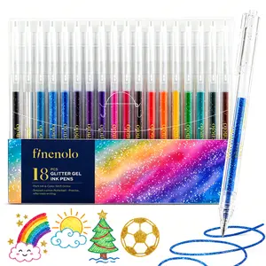 Finenolo Glitter Gel Pens Vibrant Sparkle Colored Retractable Sparkling Gel Pen Adult Coloring Books Drawing