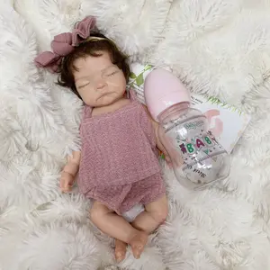 10-inch reborn doll, soft silicone realistic newborn girl doll with whole body, pink clothes and accessories, perfect Christmas gift for collection, holiday, birthday, Halloween, suitable for children over 3 years old