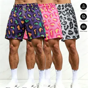 Men’s retro street shorts with a loose straight cut and belt waistband, all leopard print with digital print design. Essential for summer—cool and breathable. Casual basketball home shorts; summer beach vacation knee-length shorts.Summervibes