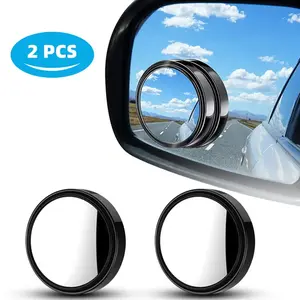 2 Pack Blind Spot Car Mirror 2 Inch Angle Adjustable HD Glass Round Car Side Rear View Convex Mirror Accessories with Frame