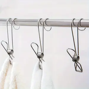 5pc Long Tail Clip Hook Set, Laundry Hooks Clips, Durable & Versatile for Kitchen/bathroom/towel Hangers/storage Solutions, Ideal for Everyday Use