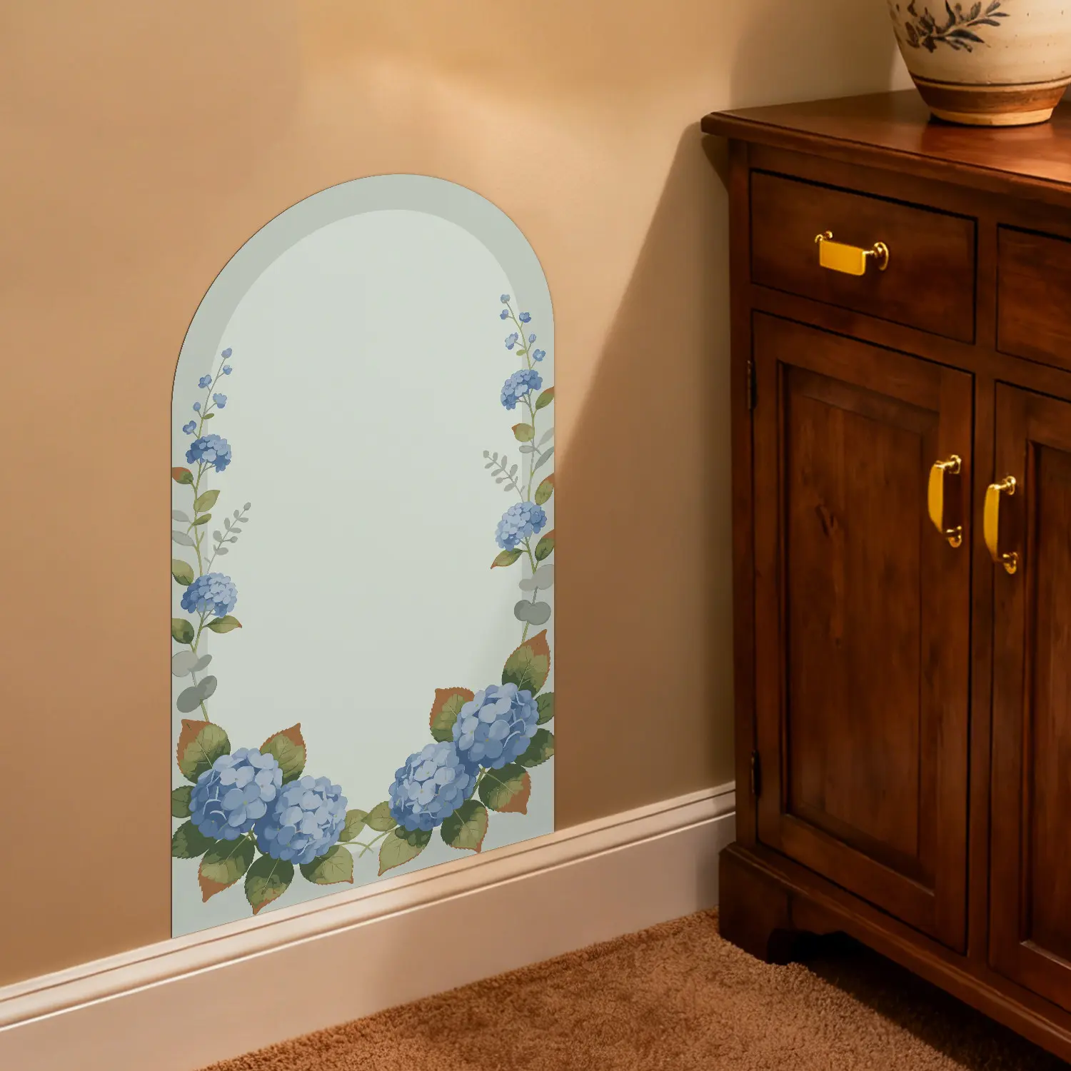 Self Adhesive Soft Magnetic Whiteboard, Arched Window Floral Design, Strong Magnetic Force, Matte Writing Surface, Ideal for Schools, Homes, Offices
