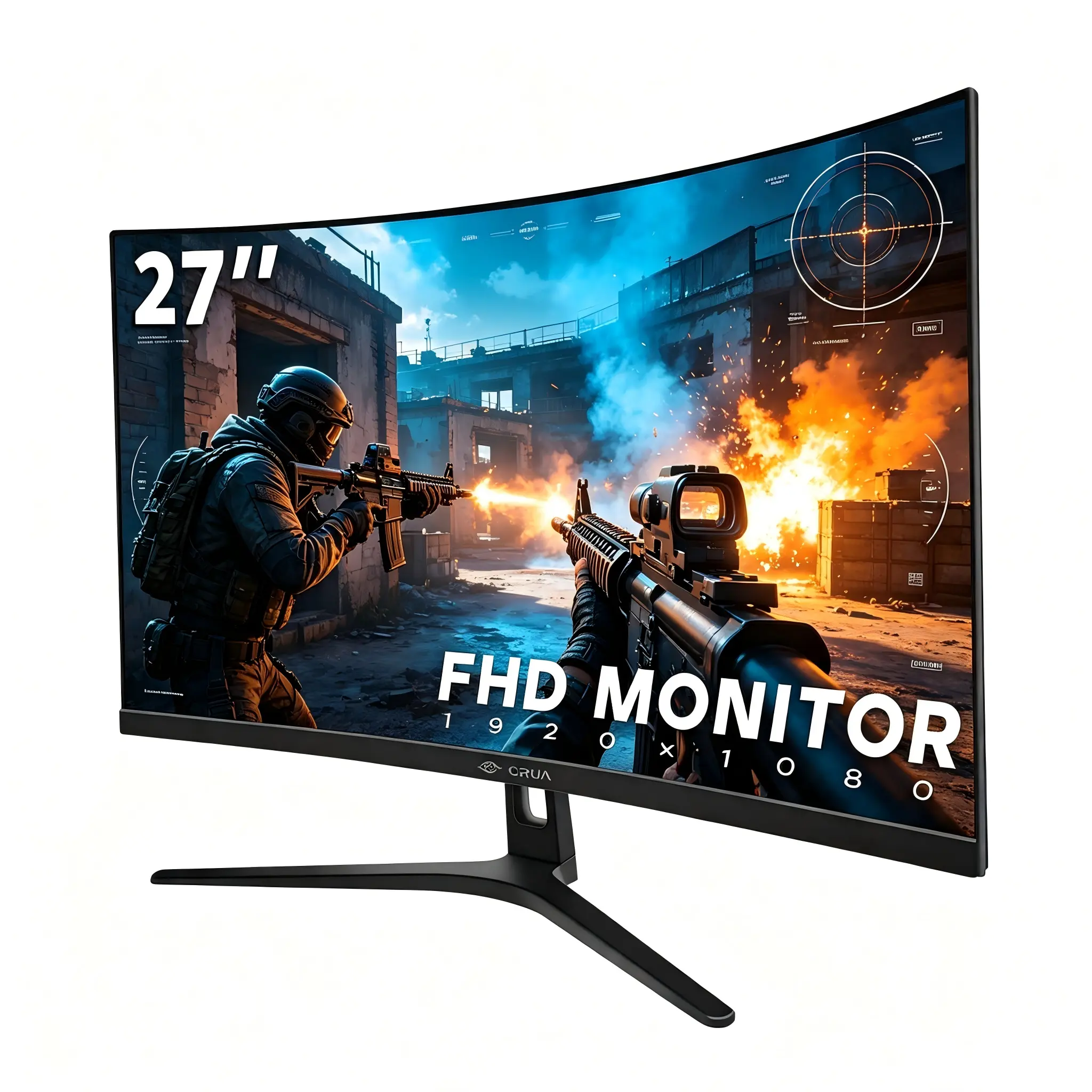 CRUA 27" 1800R Curved FHD 1080P Monitor, VA Screen 100Hz, 120% sRGB, Low Blue Light, Three-Sided Narrow Bezel, HDMI & VGA, 100x100 VESA Wall Mount for Competitive Gaming, Office, Dorm & Movies