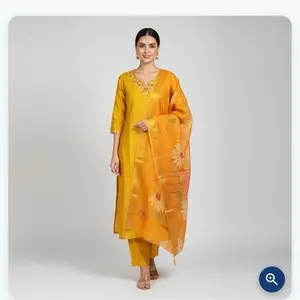 Infinity Silk kurta set with beautiful neckline embroidered kurta set   Casual Womenswear Dress