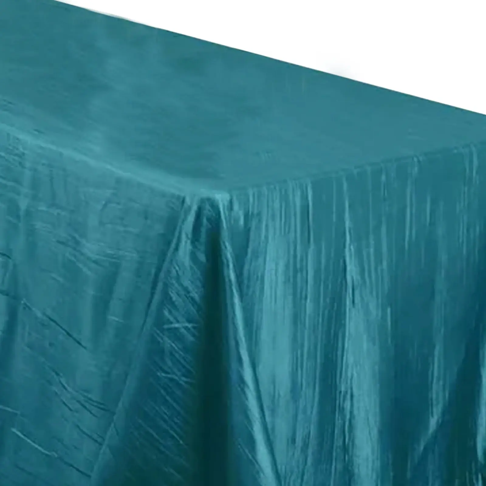 Taffeta Rectangle Tablecloth 90"x156" Teal with Accordion Crinkle Design - Seamless Finish
