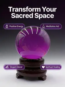 Purple Crystal Ball for Feng Shui & Meditation | Premium Spiritual Decor for Positive Energy | Crystal Ball for Reiki Practice, Altar & Sacred Space Decoration