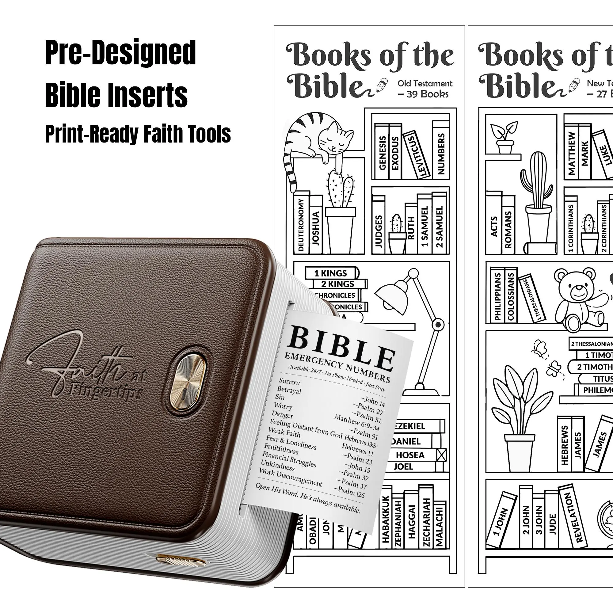 FaithTag Bible Study Journaling Supplies, Mini Sticker Printer F21, Christian Gifts for Women, Men, Kids, Bible Index Tabs. Coloring, Bookmarks, Note, Sunday School Gifts Kit Limited Edition - Brown