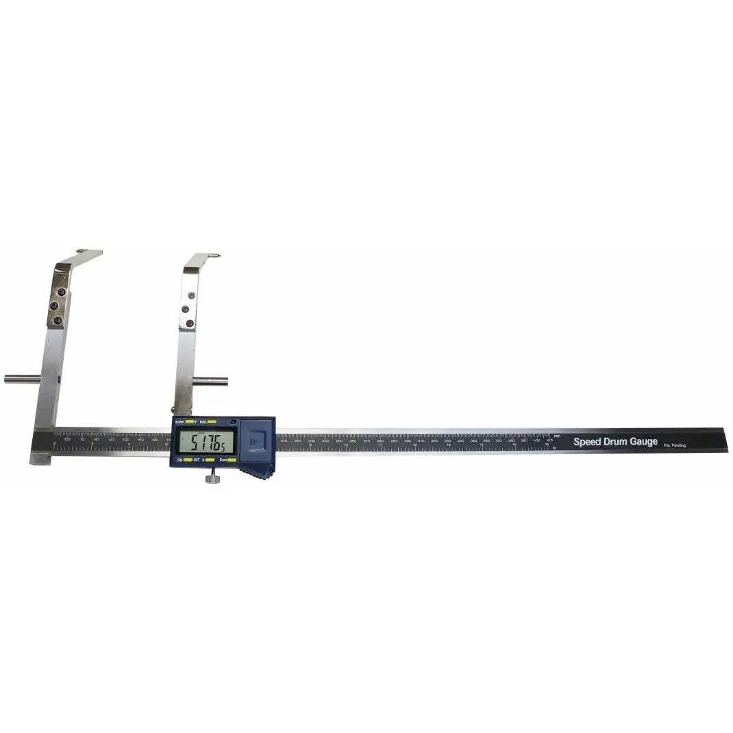 iGaging Digital Speed Drum Gauge - Hand Measuring Tool with 3V CR 2032 Batteries, Alloy Jaws, Large LCD, 0.005” Accuracy, Hold Function, 2”-18” Measurement Range