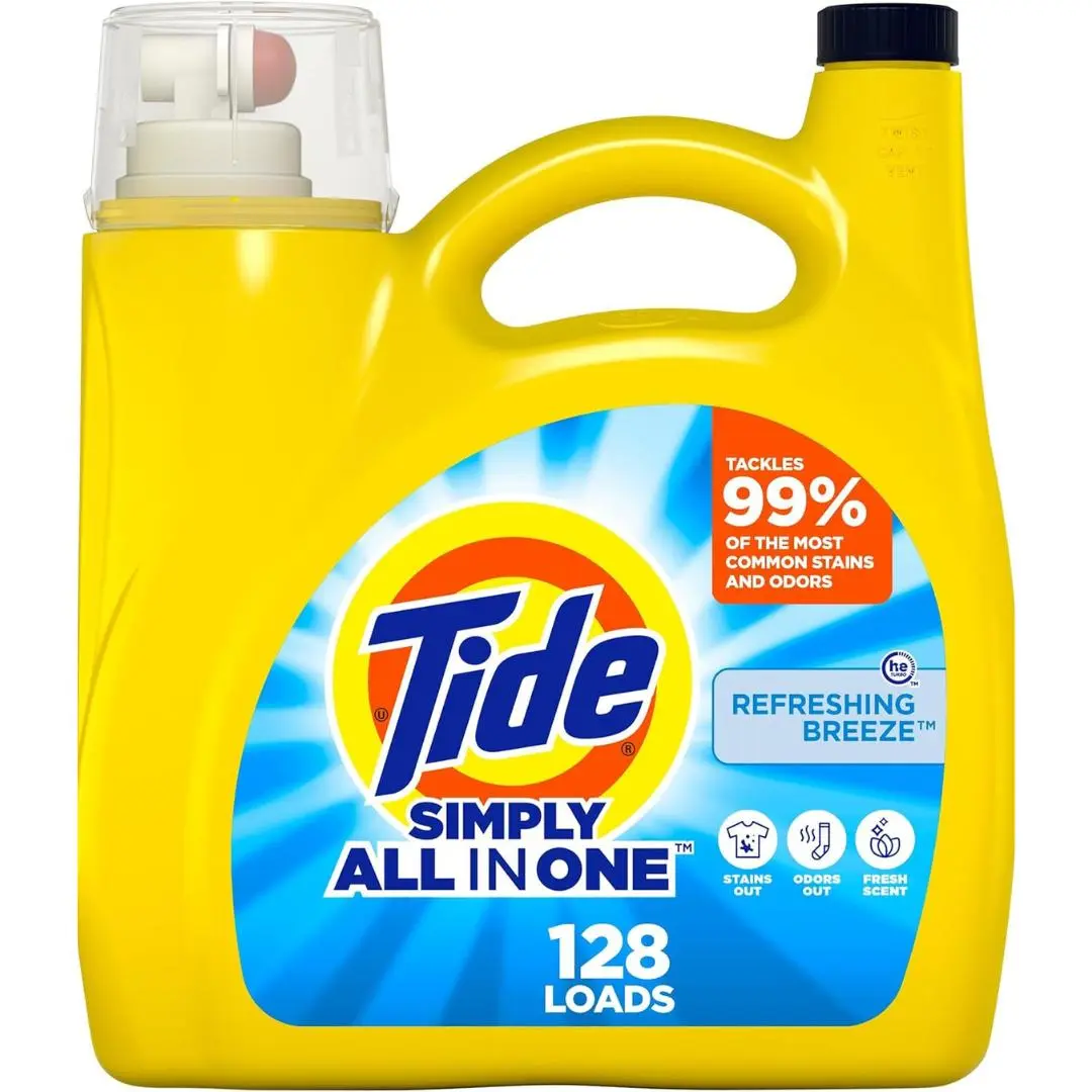 Tide Simply Liquid Laundry Detergent, Refreshing Breeze, 168 oz, 128 Loads, Tide Liquid Laundry Detergent, Laundry Soap