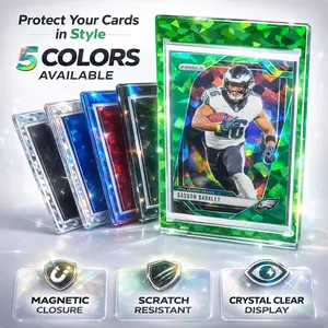 25 Pack Multi-color Ice Magnetic Card Holder 35pt, Magnetic Card Display Case, UV Protection, Trading Card Showcase Bumper