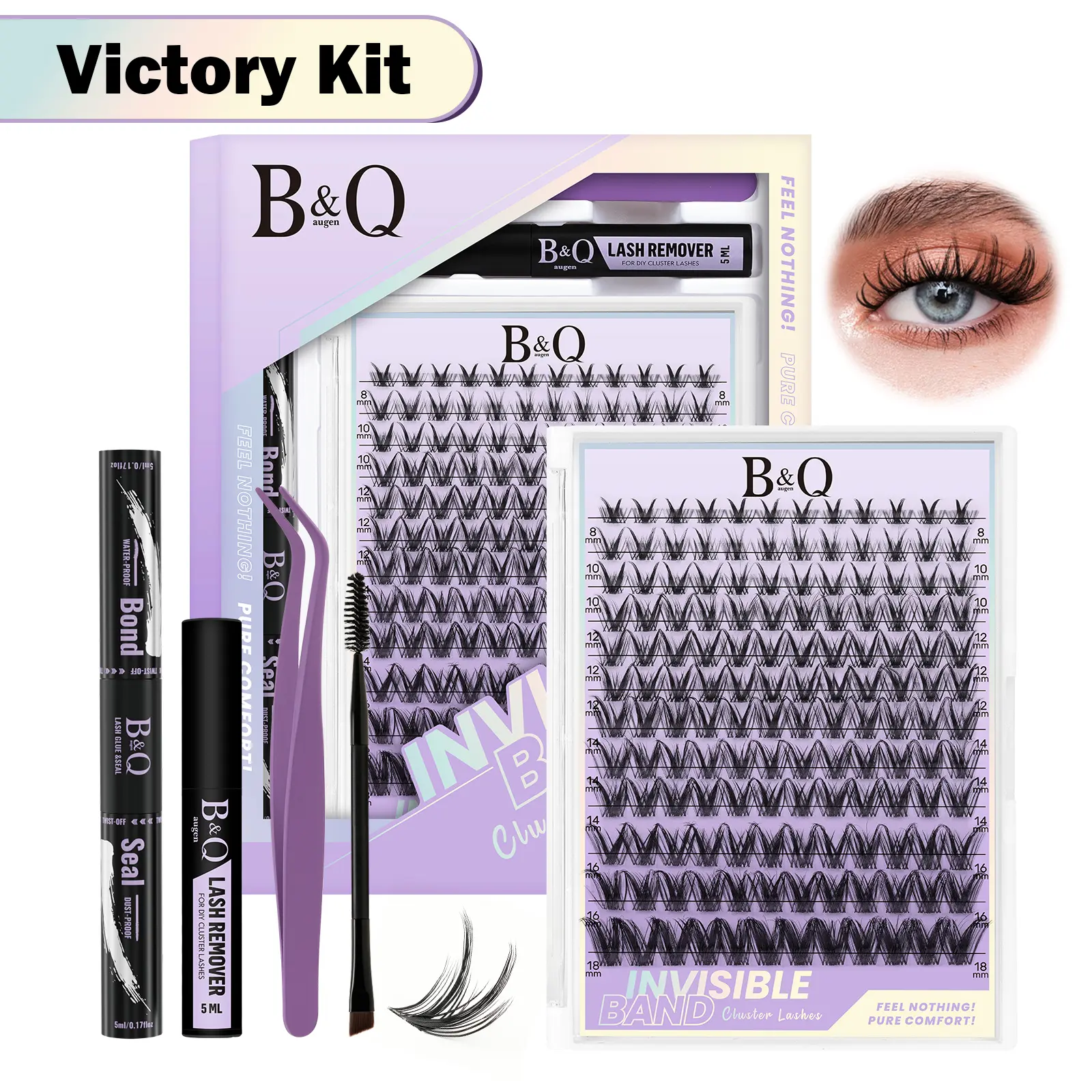 Victory Lash Kit l B&Q 2.0 Upgrated Victory Kit,144pcs Individual Spiky Manga Clusters,C Curl for DIY Eyelashes Extension,Waterproof Long Lasting Outdoorfun Makeup Cosmetic Vacation Lash #dealsforyoudays