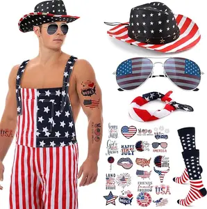 15 Pcs American Flag Overalls for Men Women 250 Anniversary