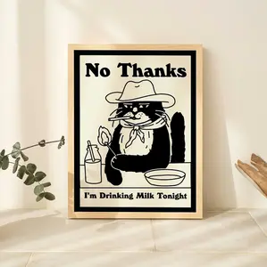 Cowboy Cat Print Poster, Retro Drink Poster, Cowboy Cat Milk Posters, I'm Drinking Milk Prints, Kitchen Decor, Bar Decor Poster, UNFRAMED