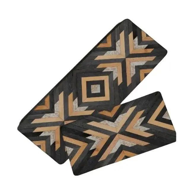 Black Boho Aztec Kitchen Mats Rugs Sets of 2 Cushioned Anti Fatigue ...