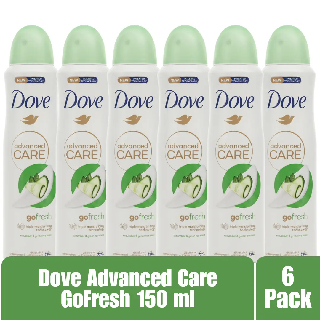 Dove Advanced Care Go Fresh Antiperspirant Deodorant Aerosol Spray Cucumber & Green Tea 72H Protection 0% Alcohol Triple Moisturizing Technology 6-Pack
