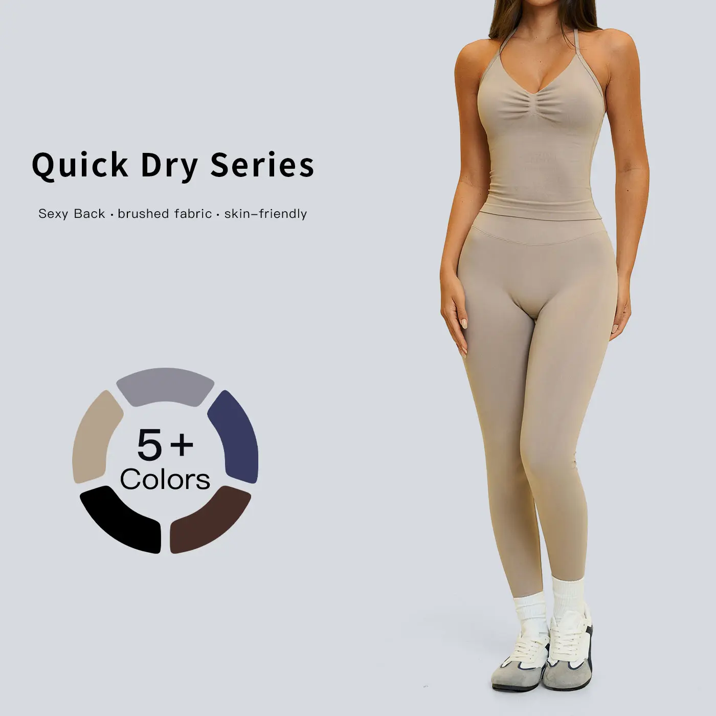 Tenwolf Women’s Casual Sports Yoga Outfit Set — High-Waisted Butt-Lifting Slimming Running Shock-Absorbing Sportswear, Gym Clothes Set, Active Sportswear