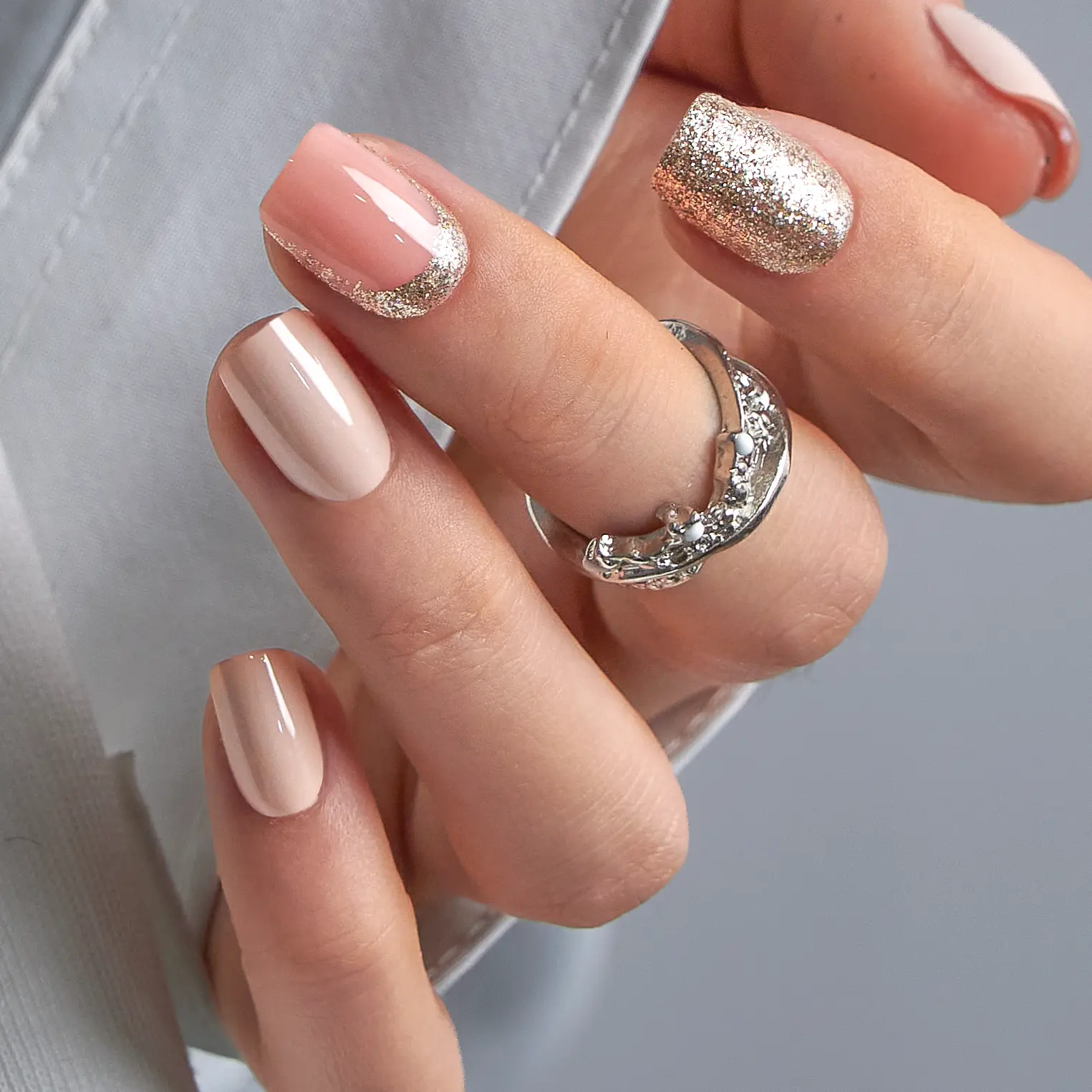 rose gold chrome french tip nails - TikTok Shop