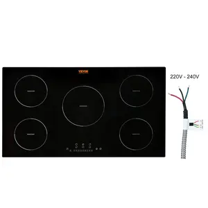 【fathersdaygift】VEVOR Electric Cooktop, 5 Burners, 36'' Induction Stove Top, Built-in Magnetic Cooktop 9200W, 9 Heating Level Multifunctional Burner, LED Touch Screen w/ Child Lock & Over-Temperature Protection