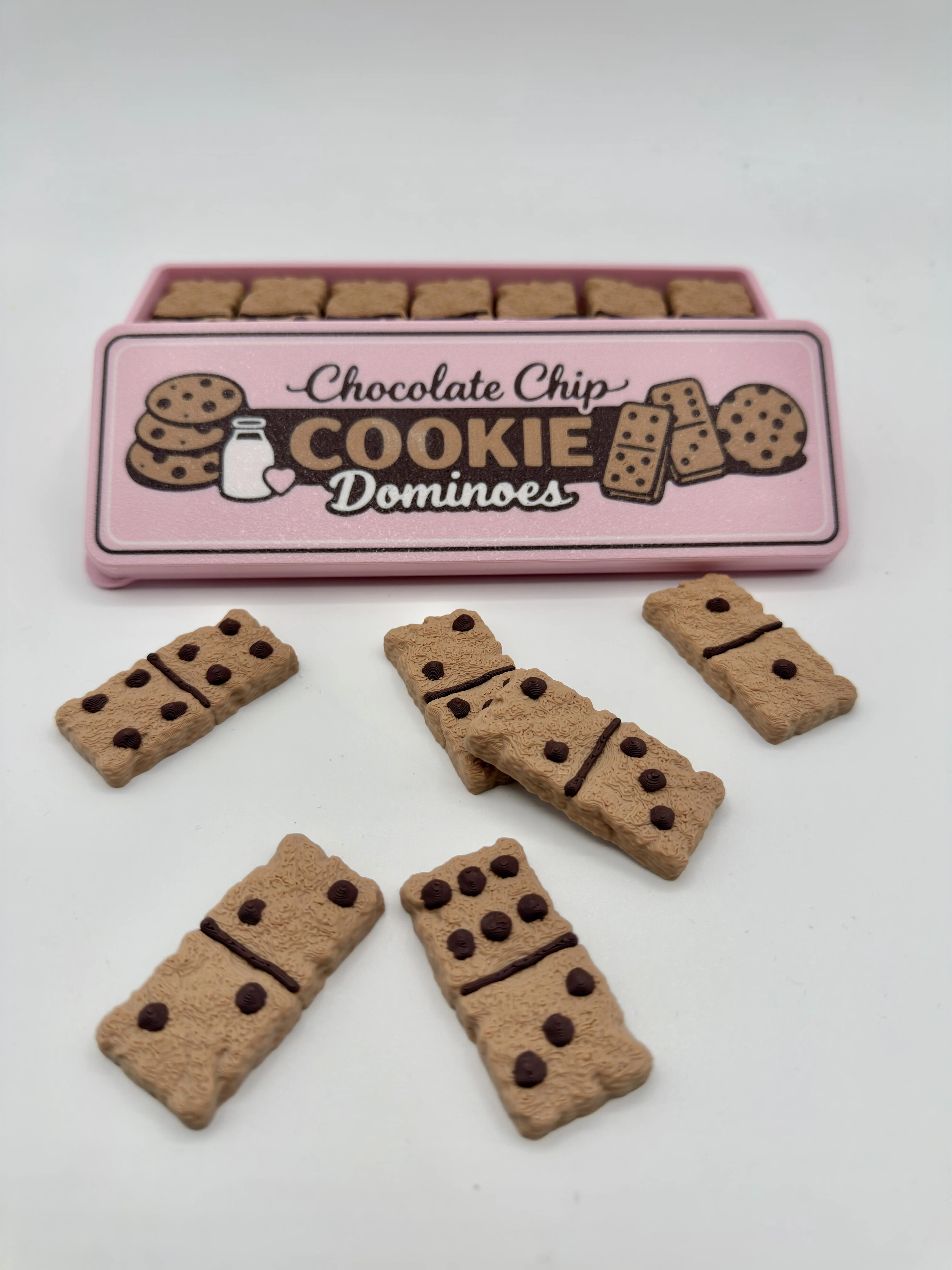 Chocolate Chip Cookie Dominoes Set, 3D Printed Domino Game with Storage Box, Unique Foodie Gift, Family Game Night, Gift for Her