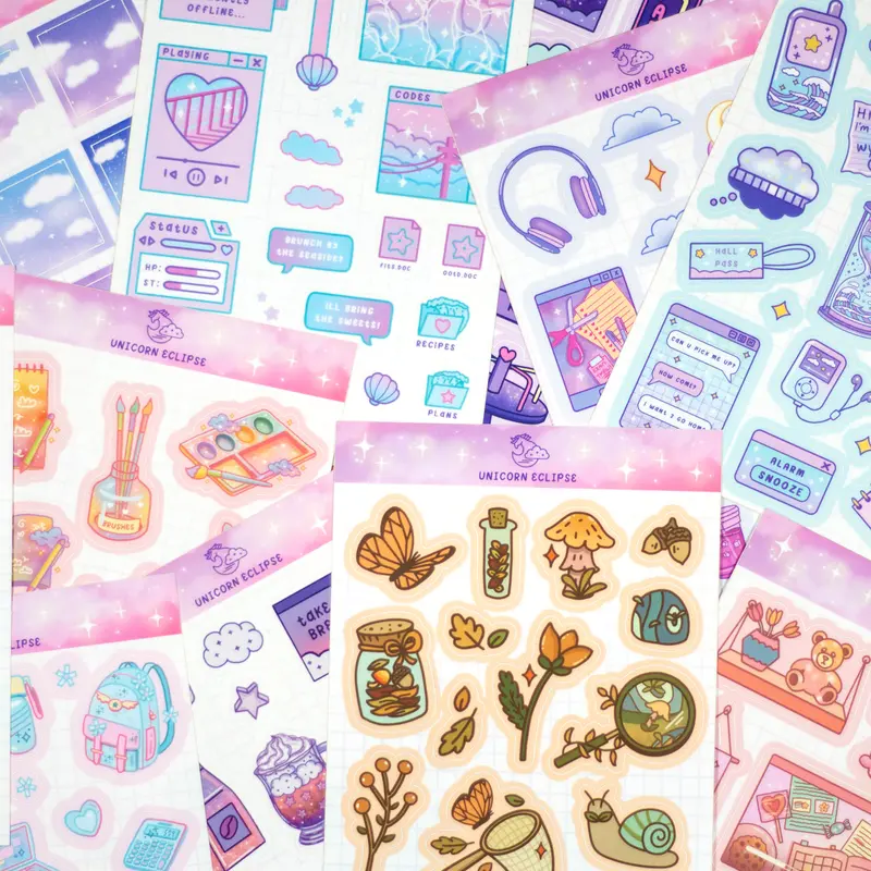 Decorative Sticker Sheets - Waterproof Paper with Unique Designs and High-Quality Print