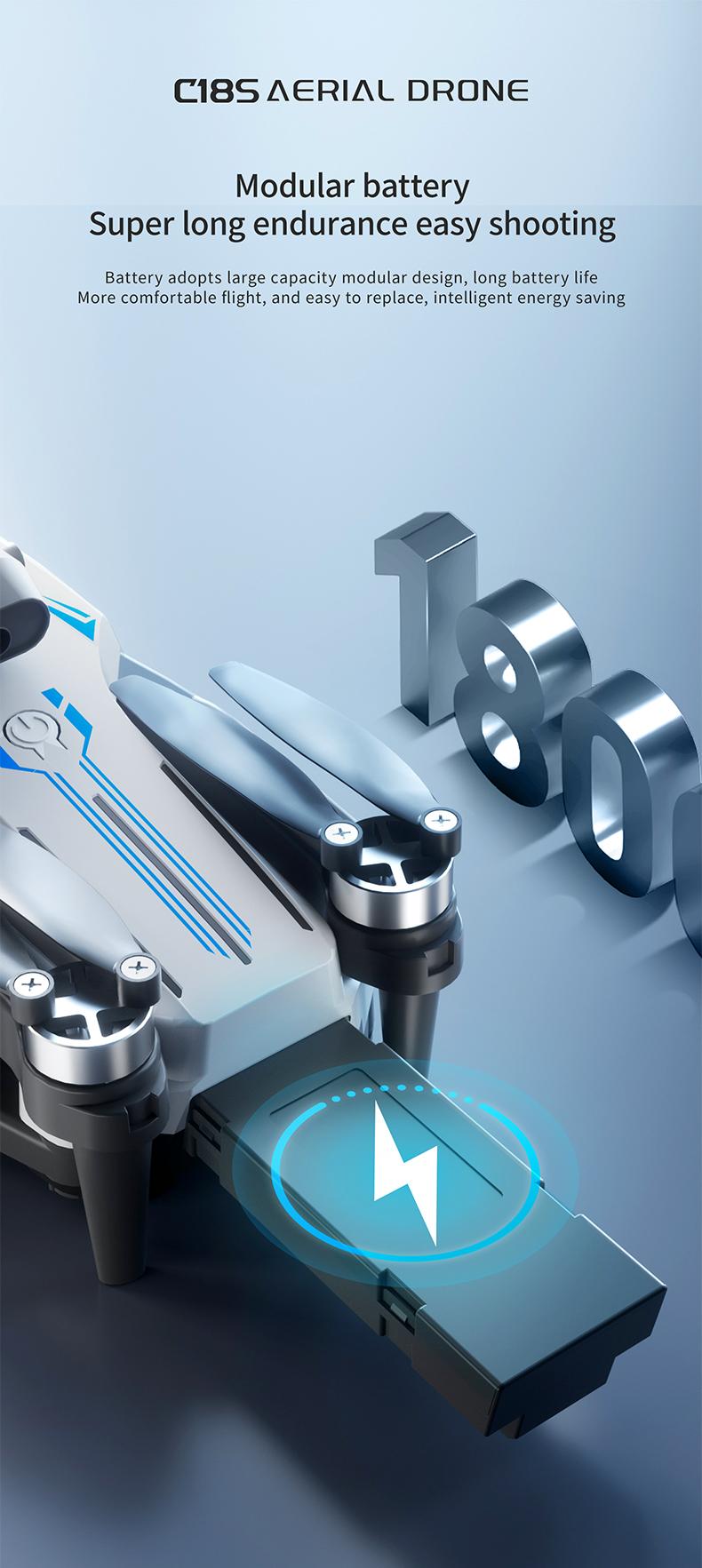 Aerial Drone C18s Pro 2026 - GPS Positioning, 4K UHD EISCamera, 5G WiFi FPV, Brushless Motors, Optical Flow Hover,Intelligent Obstacle Avoidance, Auto Return, 360° Stunt Roll,Two Batteries