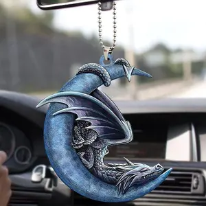 Dragon & Moon Design Car Hanging Ornament, Exquisite Acrylic Hanging Pendant, Creative Car Interior Pendant, Car Decoration, Car Accessories for Women, Car Interior Decor