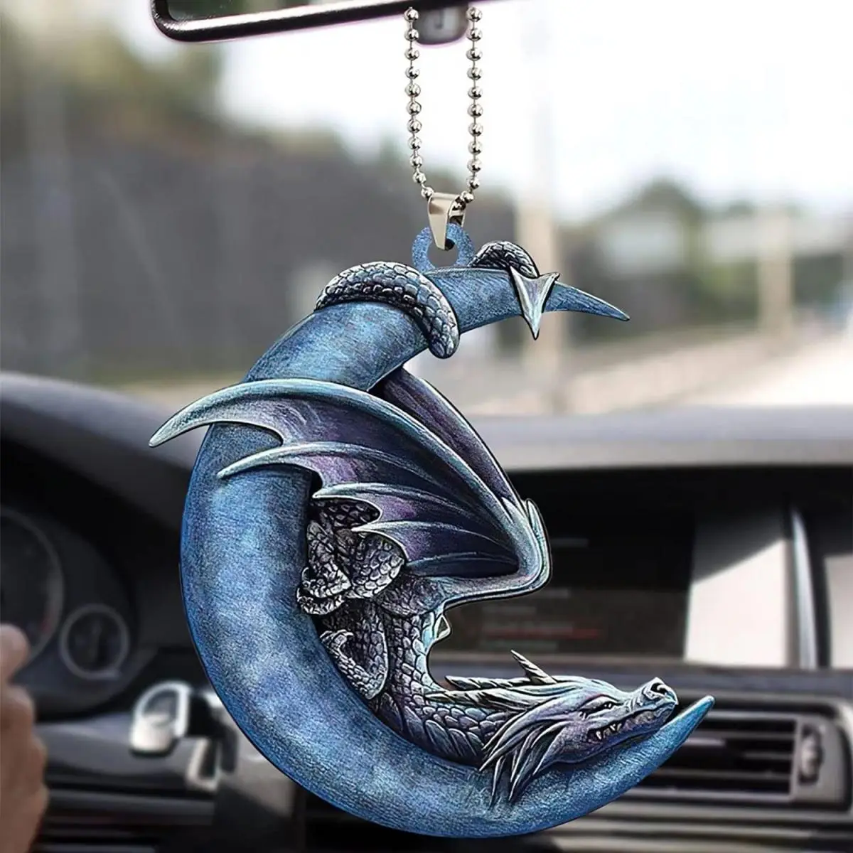 Dragon & Moon Design Car Hanging Ornament, Exquisite Acrylic Hanging Pendant, Creative Car Interior Pendant, Car Decoration, Car Accessories for Women